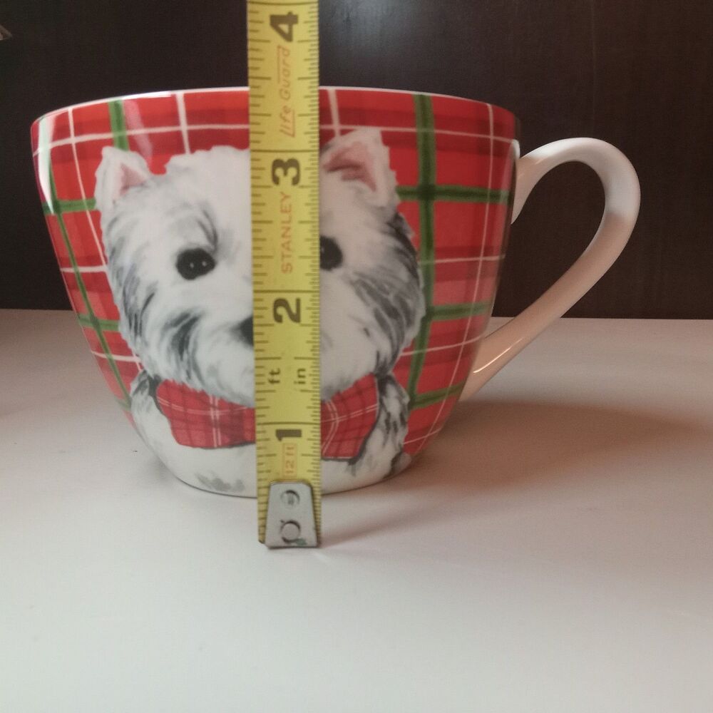 White Westie Dog in Plaid Mug Portobello by Design Coffee Cup Bone China - Picture 7 of 8